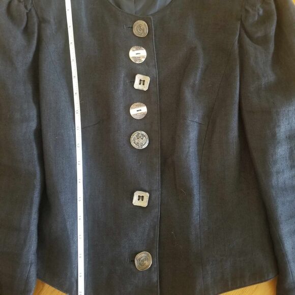 Vintage Black Unique Buttons Berwin & Wolff Linen Short Blazer - Picture 5 of 8
